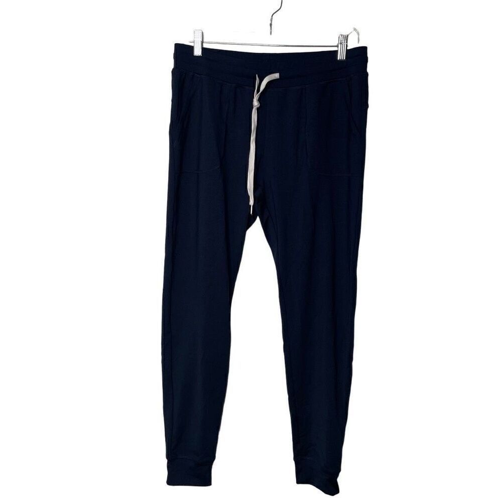 Zyia Womens Unwind Joggers L Navy Blue Elastic Waist Mid-rise Cuffs Drawstring